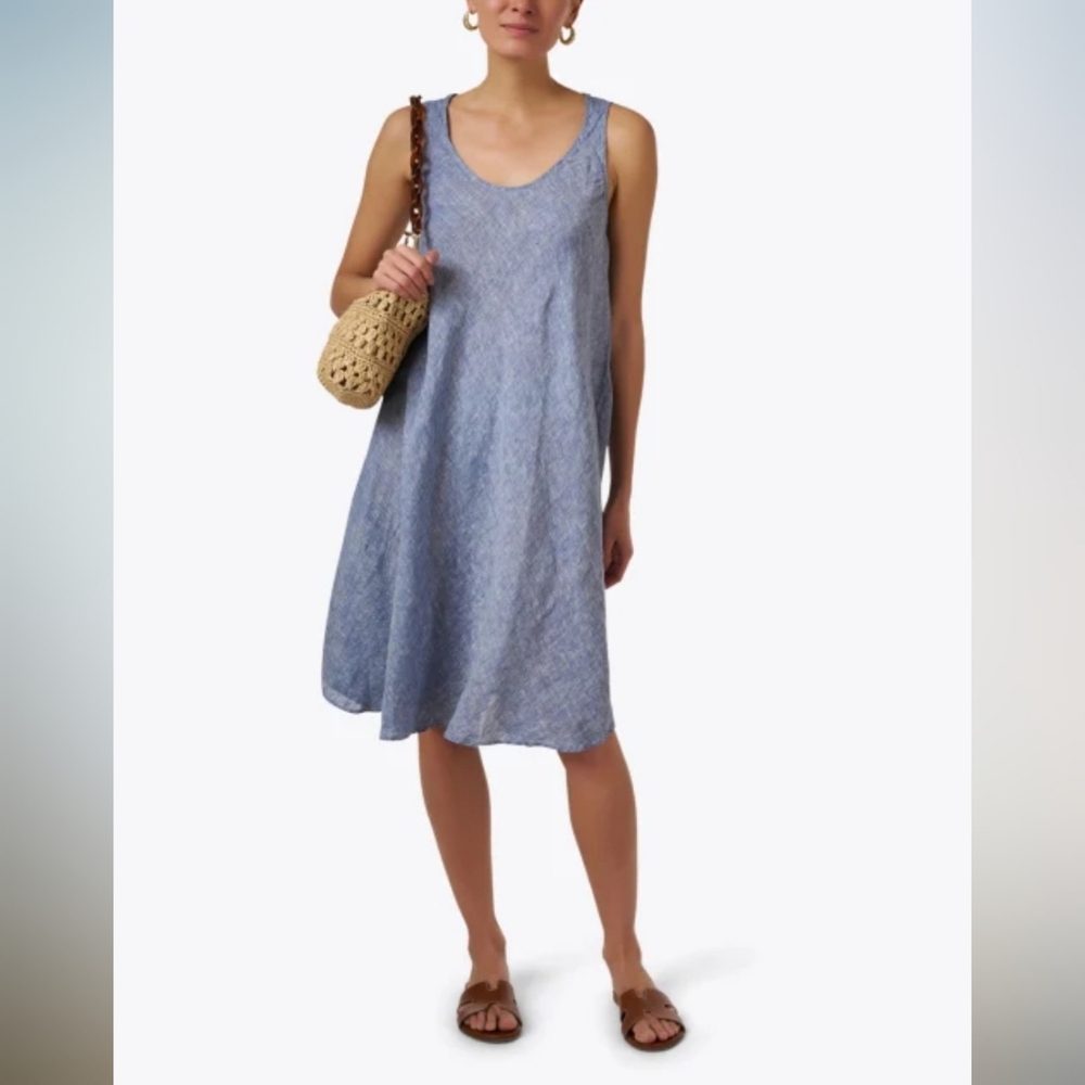 CP Shades Women's Sleeveless Hatched Midi Dress Bree Blue S